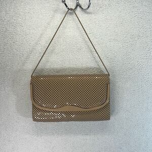 Elka Vintage Beige Metal Mesh Purse Clutch Chain Strap Date Night
